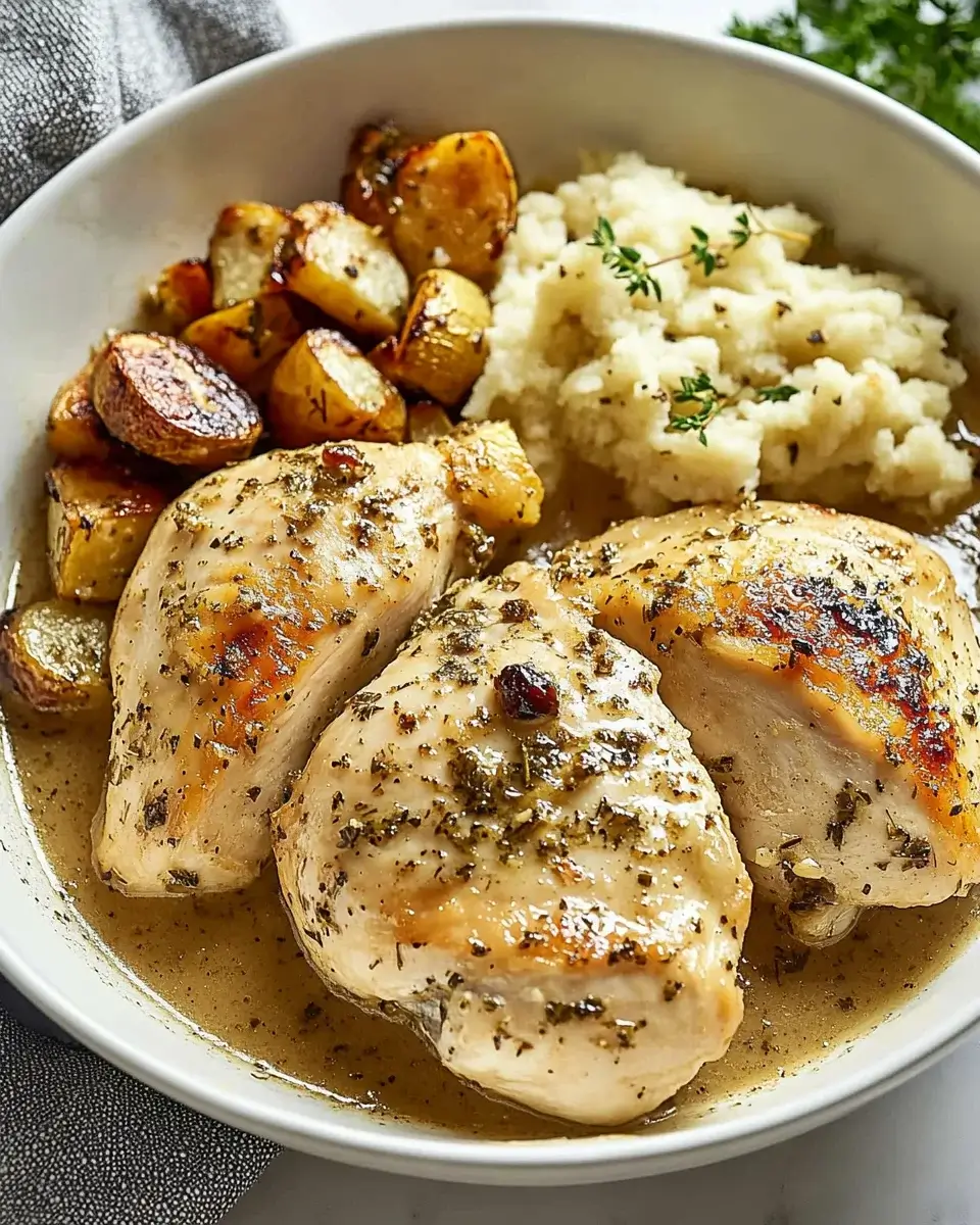 Garlic Mustard Chicken with Roasted Vegetables