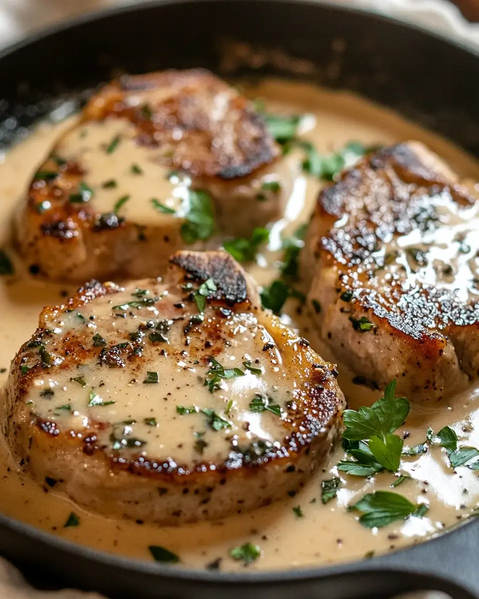 Smothered Boneless Pork Chops in Creamy Garlic Sauce delight with every bite!