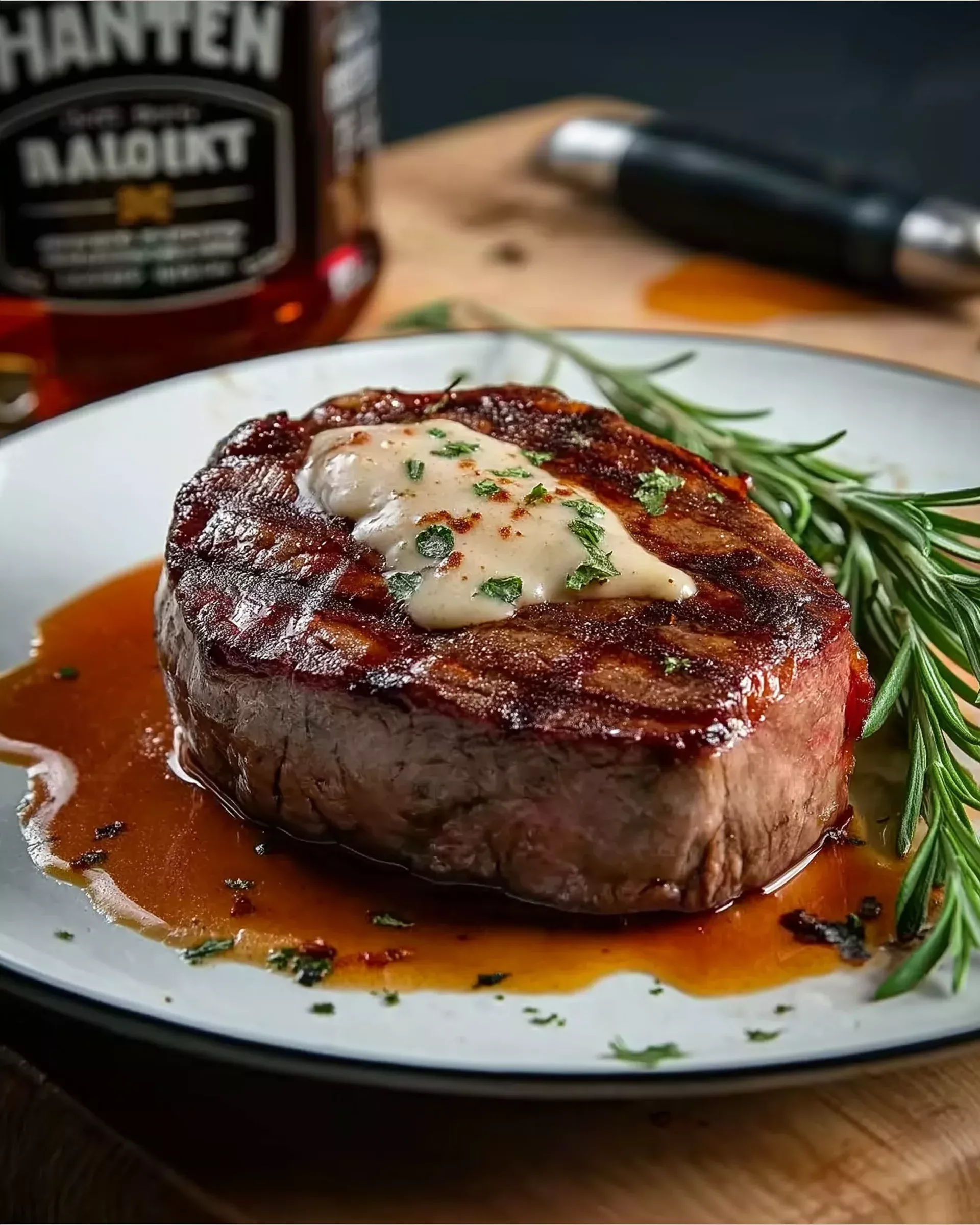 Steak with Haunted Bourbon Garlic Cream Sauce makes dinner magical!