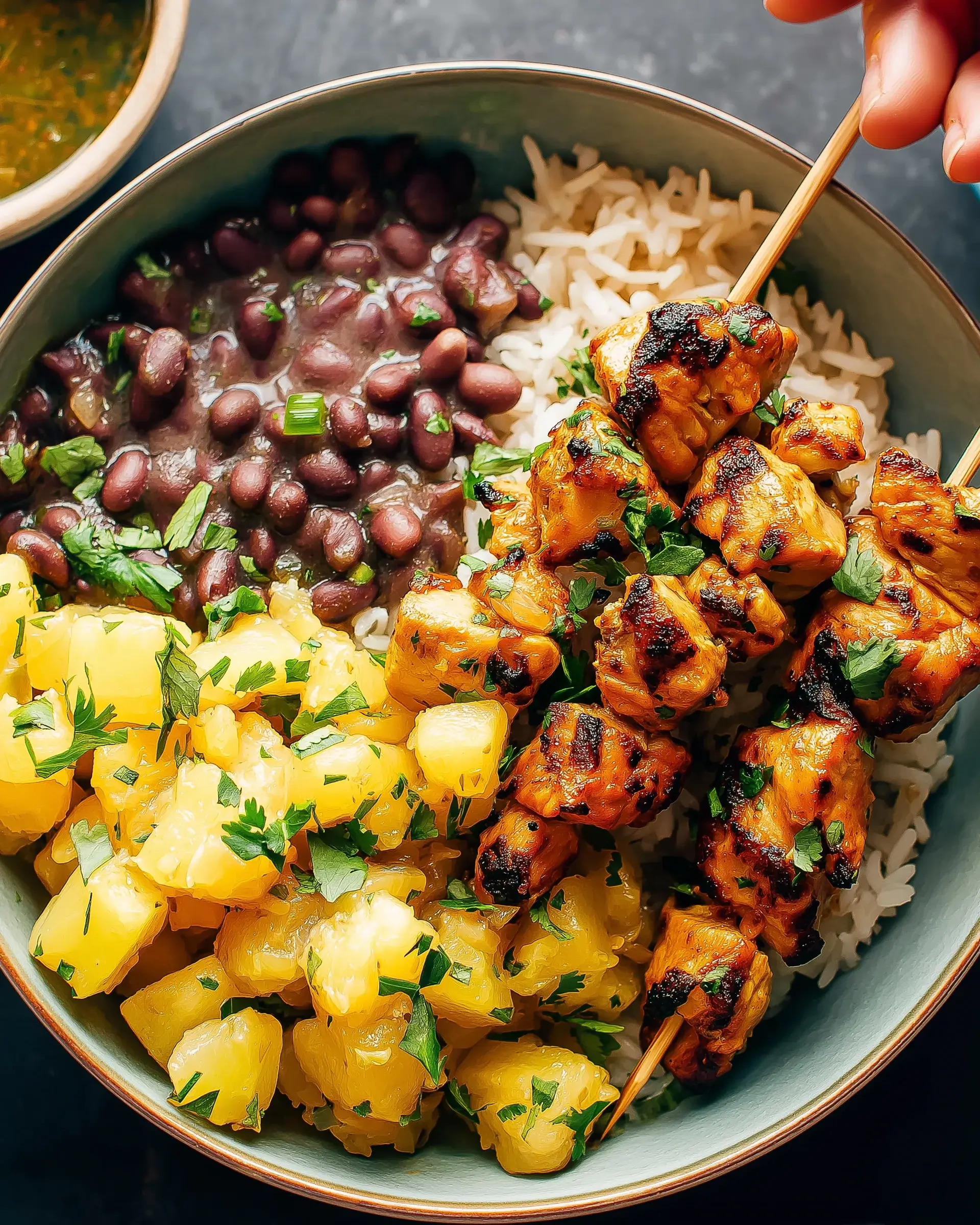 Cilantro Orange Chicken with Rice and Beans is delicious!