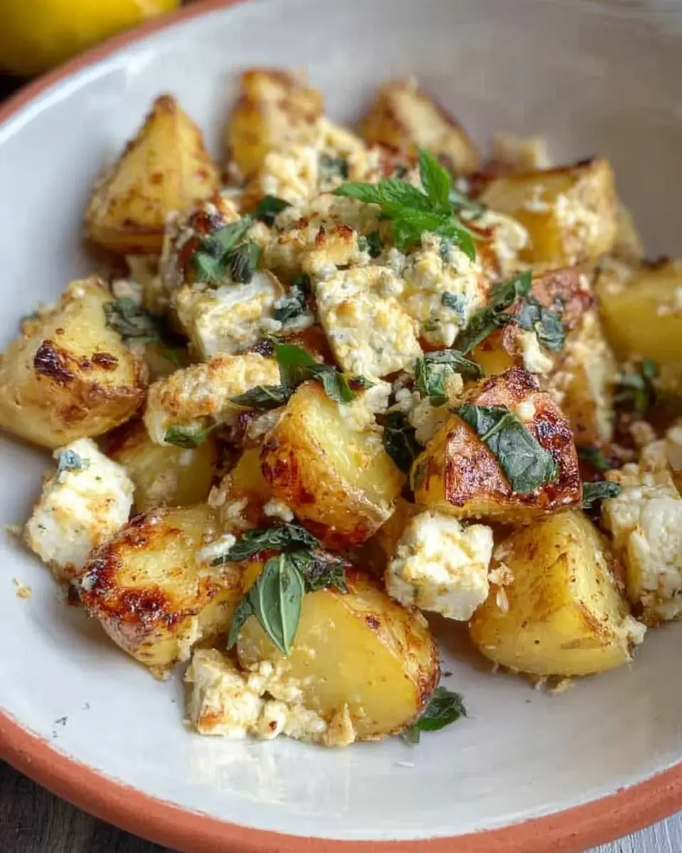 Roasted Potatoes with Baked Feta and Garlic delight!