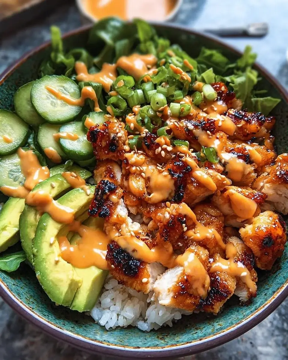 Spicy Honey-Ginger Chicken Bowls with Yum Yum Sauce Delight!