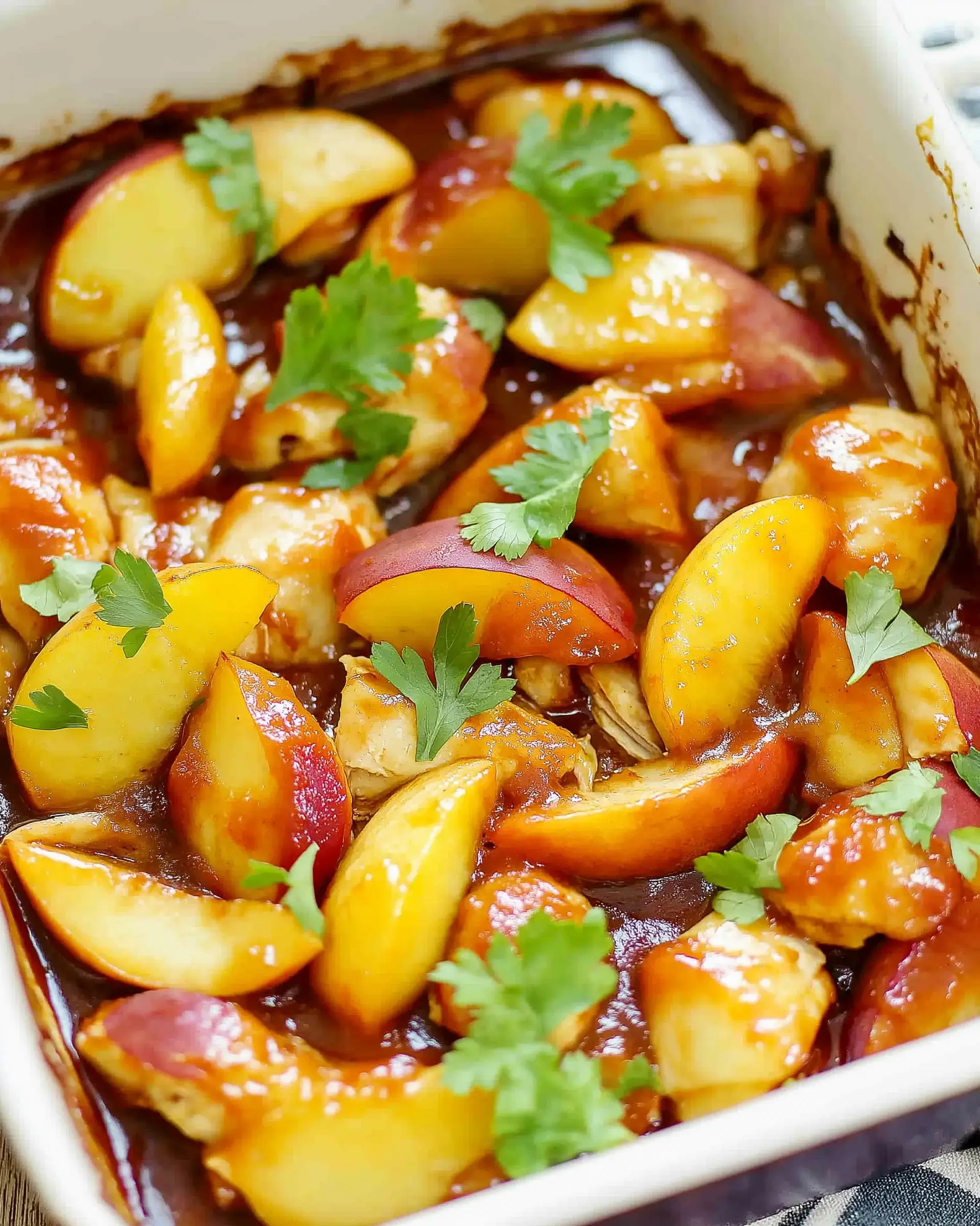 Roasted Peach BBQ Chicken Bake: A Sweet & Savory Delight