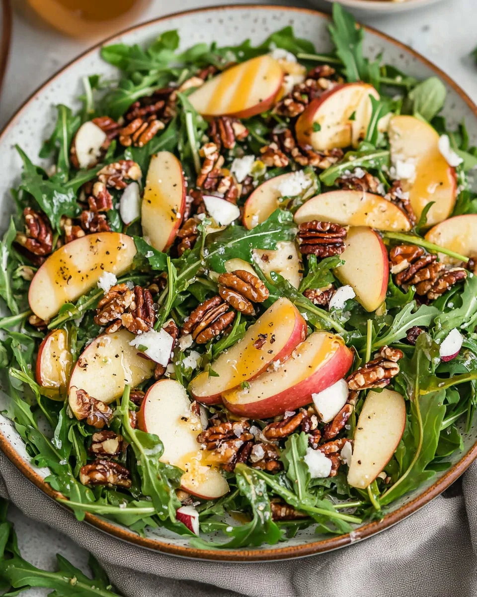 Crispy Apple Arugula Salad with Honey Lemon Dressing delights!