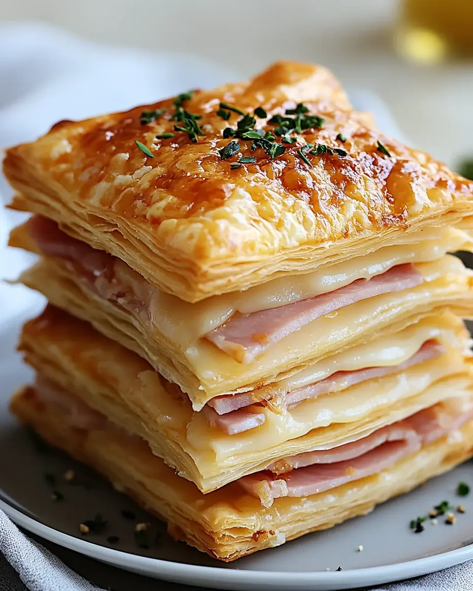 Crispy Ham & Cheese Puff Pastry Stacks: A Tasty Treat!