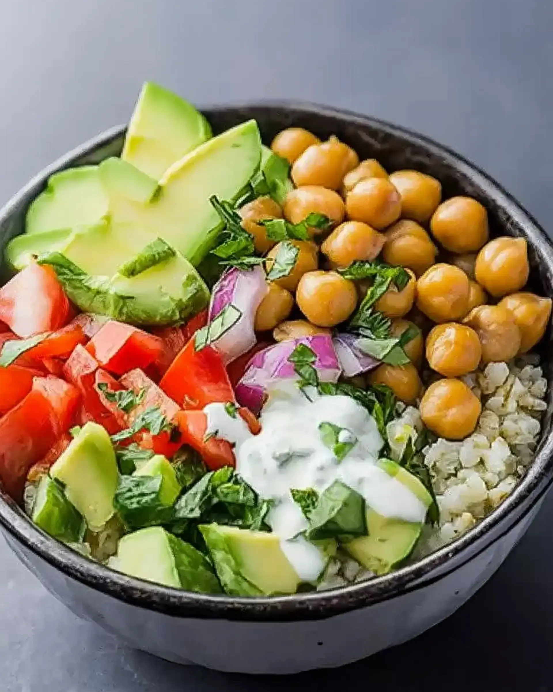 Healthy Grain Bowls with Chickpeas and Tahini Dressing for Nourishment