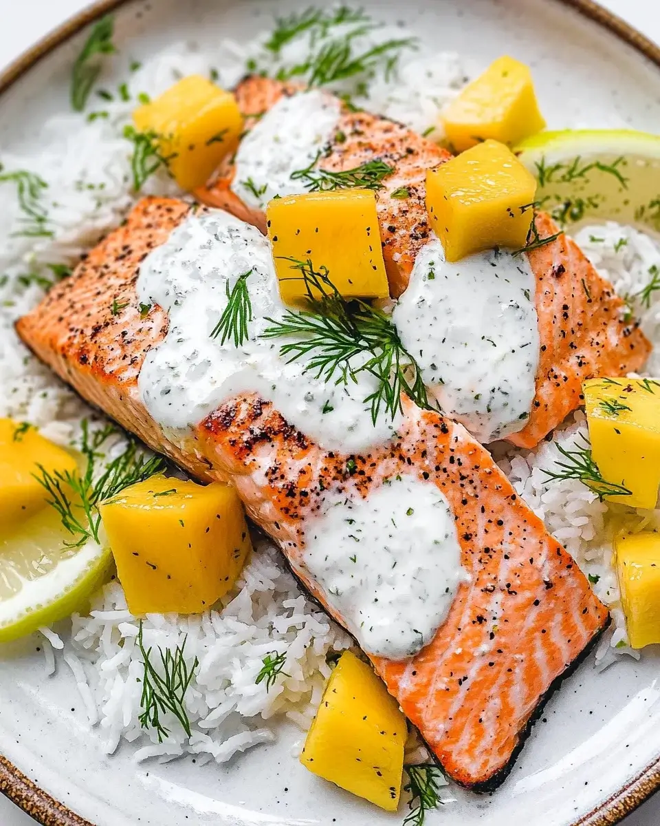 Grilled Salmon with Mango Salsa & Coconut Rice made easy!