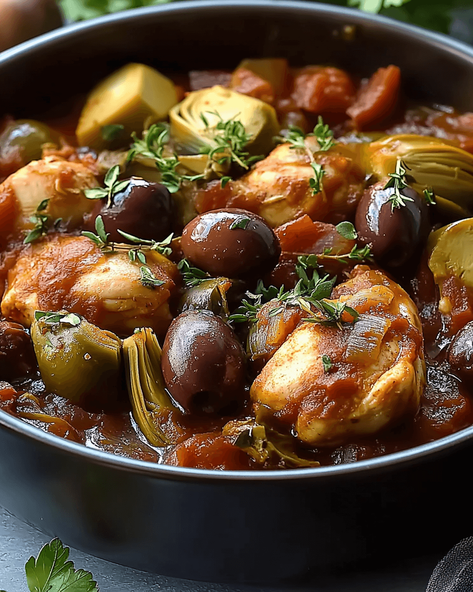 Savory Chicken Stifado with Artichokes and Kalamata Olives: A Must-Try Recipe!