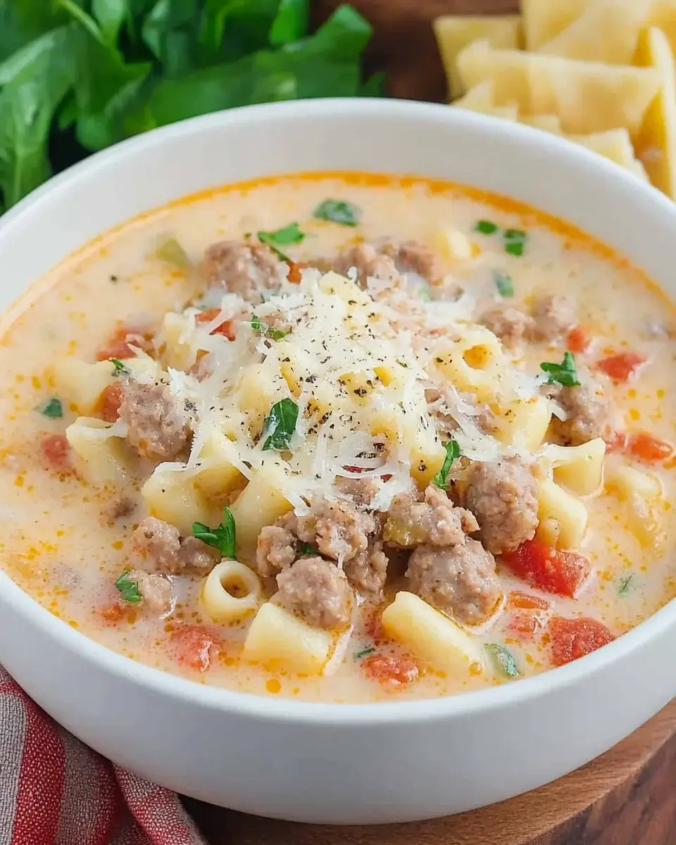Creamy Parmesan Italian Sausage Soup is a must-try!