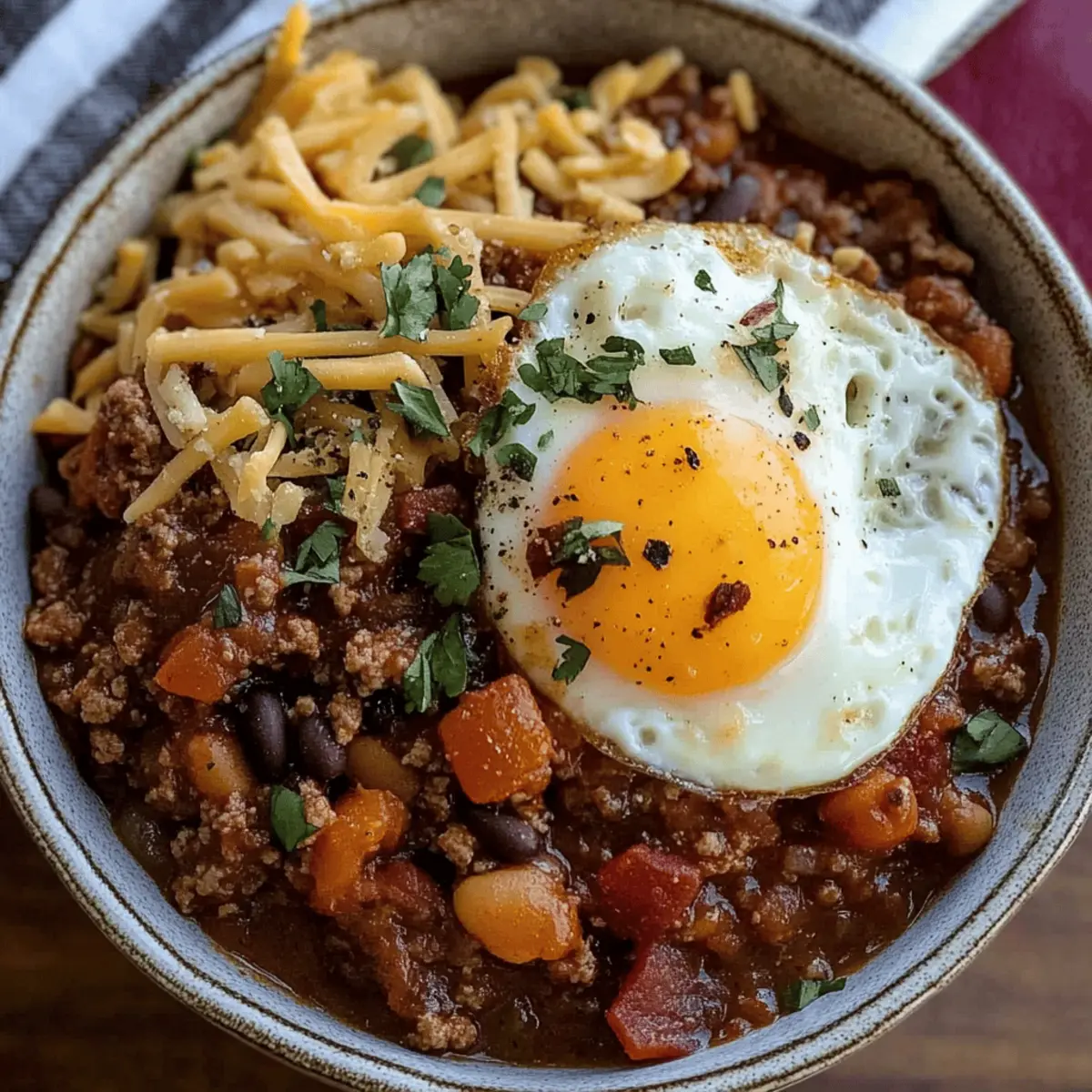 Savor the Morning Bliss: Breakfast Chili and Eggs Delight