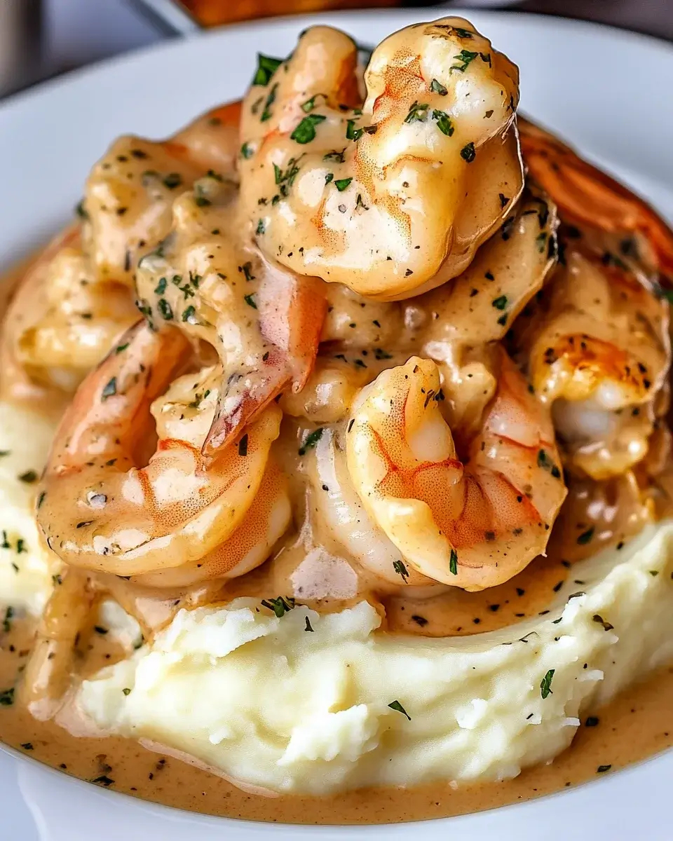 Creamy Garlic Shrimp Over Mashed Potatoes made easy!