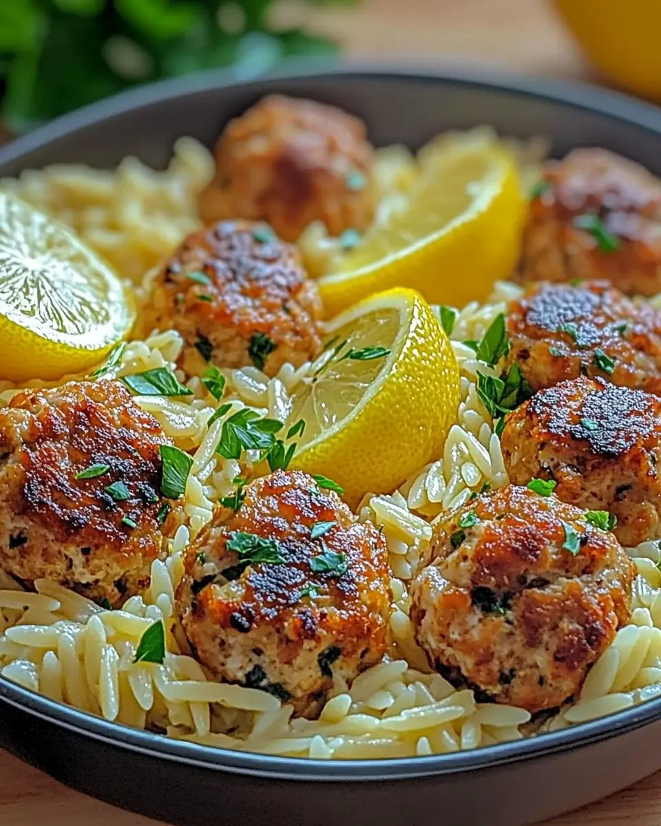 Greek Chicken Meatballs with Lemon Orzo: A Tasty Delight!