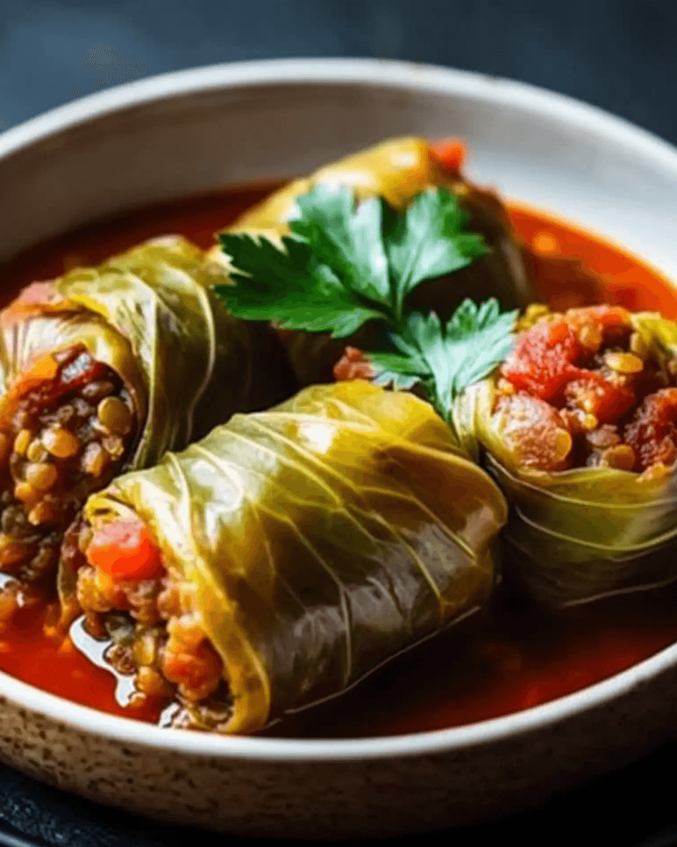 Lentil and Rice Stuffed Cabbage Rolls are simply delicious!
