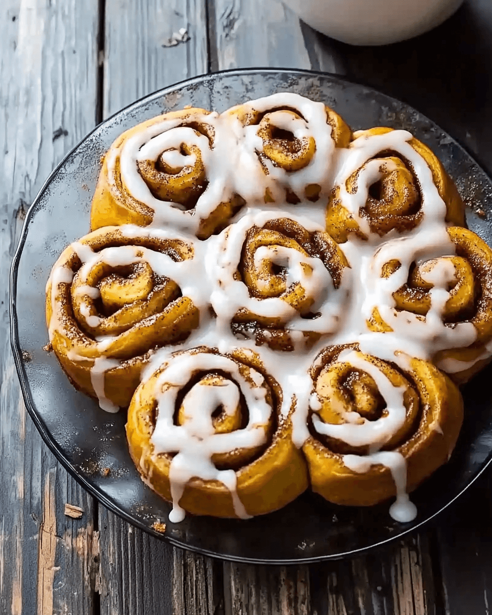 Pumpkin Cinnamon Rolls with Coffee Maple Frosting delight!