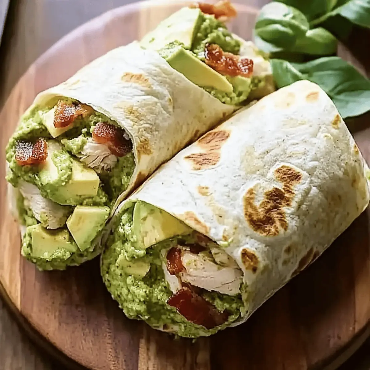 Pesto Chicken and Avocado Bacon Salad Wraps for a Yummy Twist