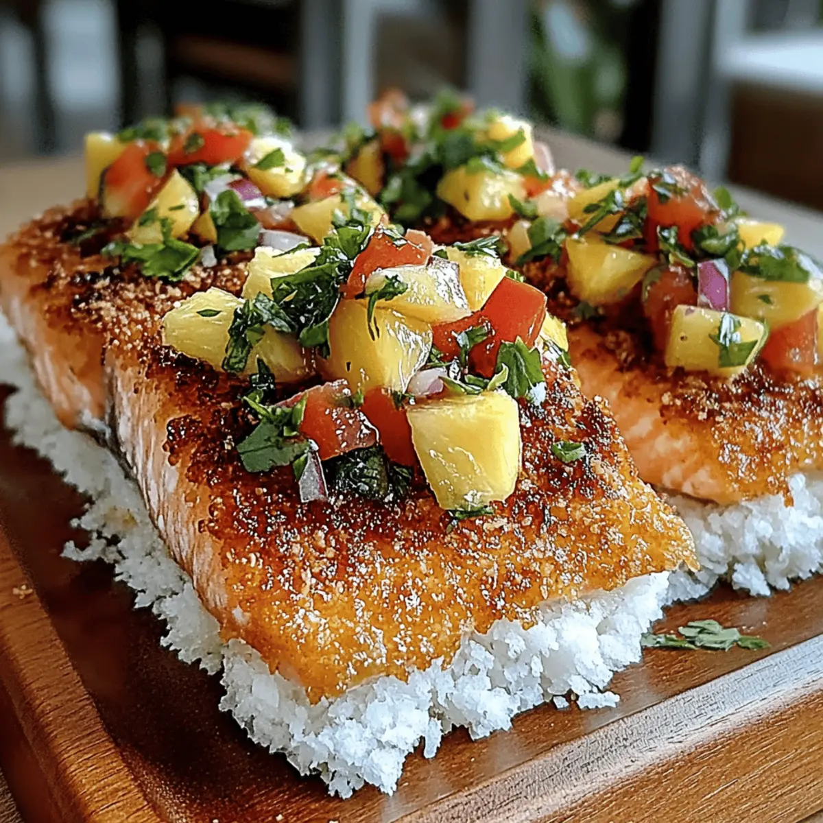 Coconut Crusted Salmon with Pineapple Salsa for a Tropical Feast