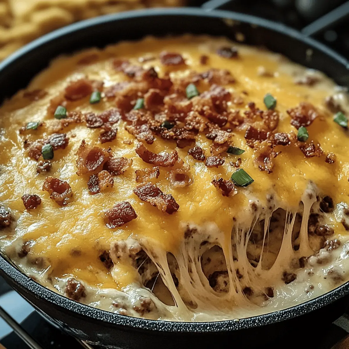 Sizzling Bacon Cheeseburger Queso Dip for Game Day Bliss