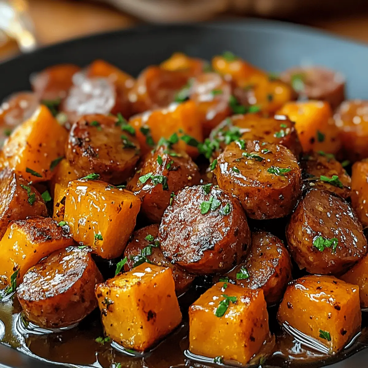 Sausage and Sweet Potatoes with Honey Garlic Sauce in 30 Minutes