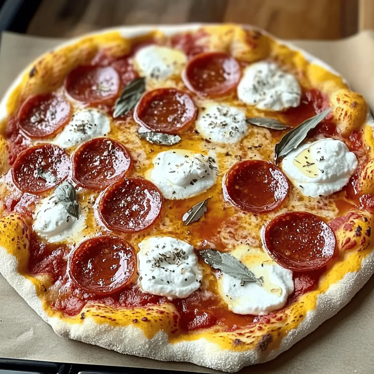Savor the Magic of Hot Honey Pepperoni Ricotta Pizza