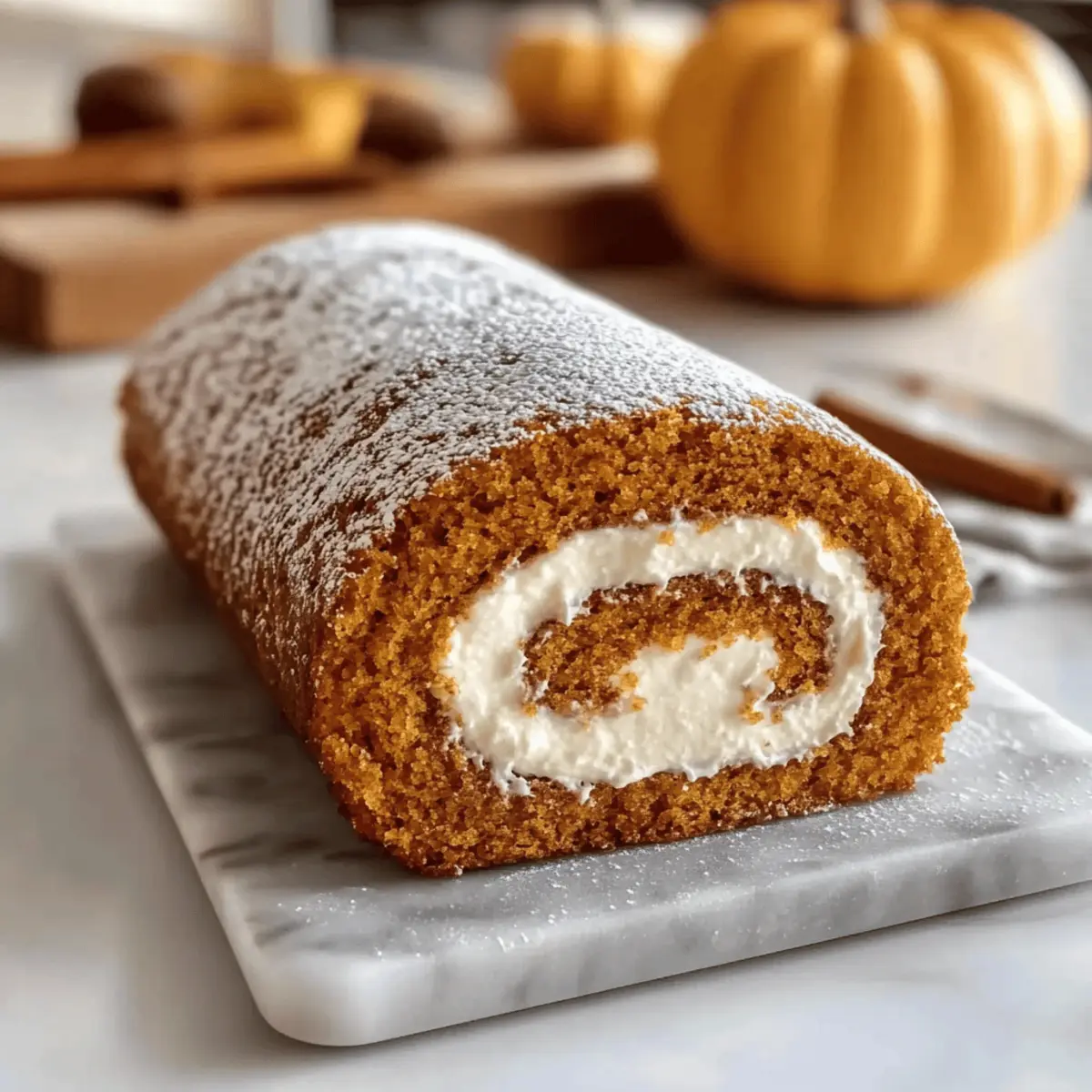 Irresistible Fall Pumpkin Spice Roll Cake with Creamy Filling