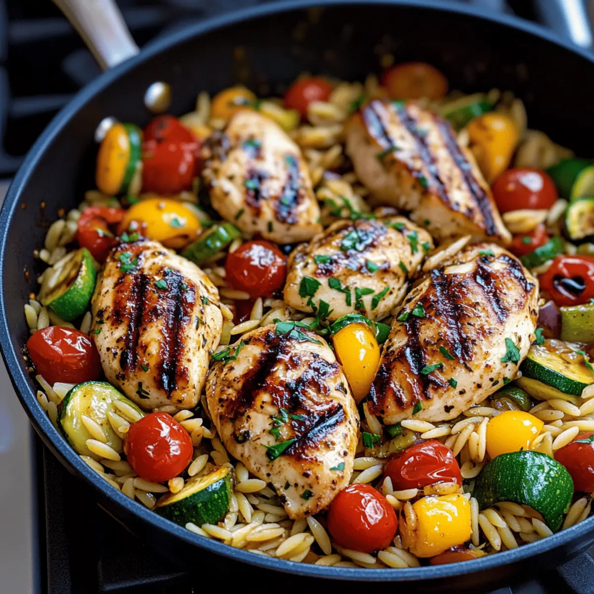 Delicious Balsamic Chicken & Veggie Orzo in Just 30 Minutes