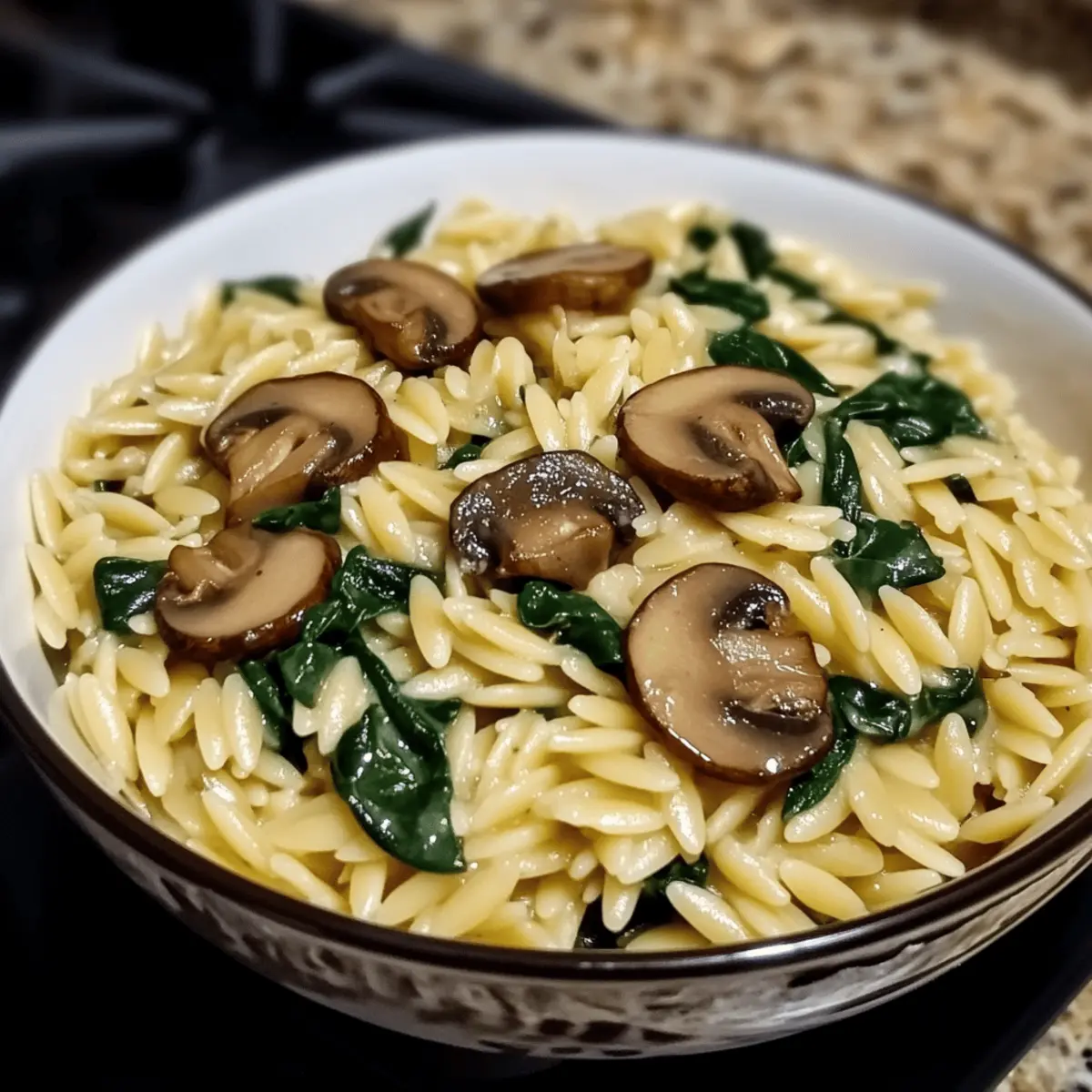 Savor Creamy Garlic Butter Orzo with Mushrooms and Spinach