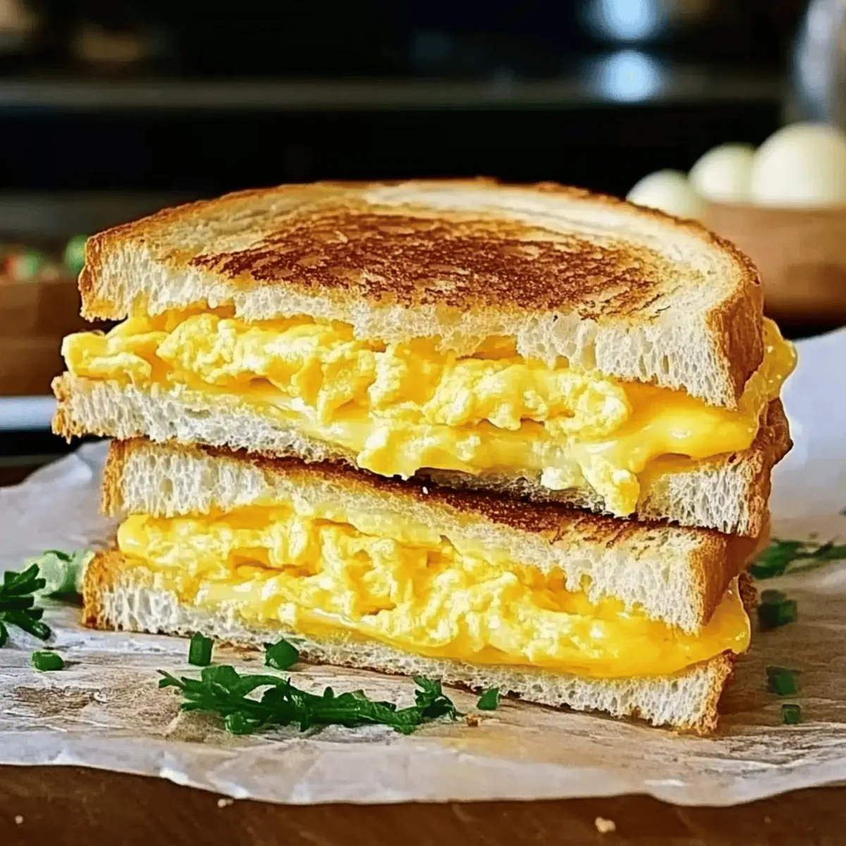 Scrambled Egg Grilled Cheese Sandwich for Breakfast Bliss