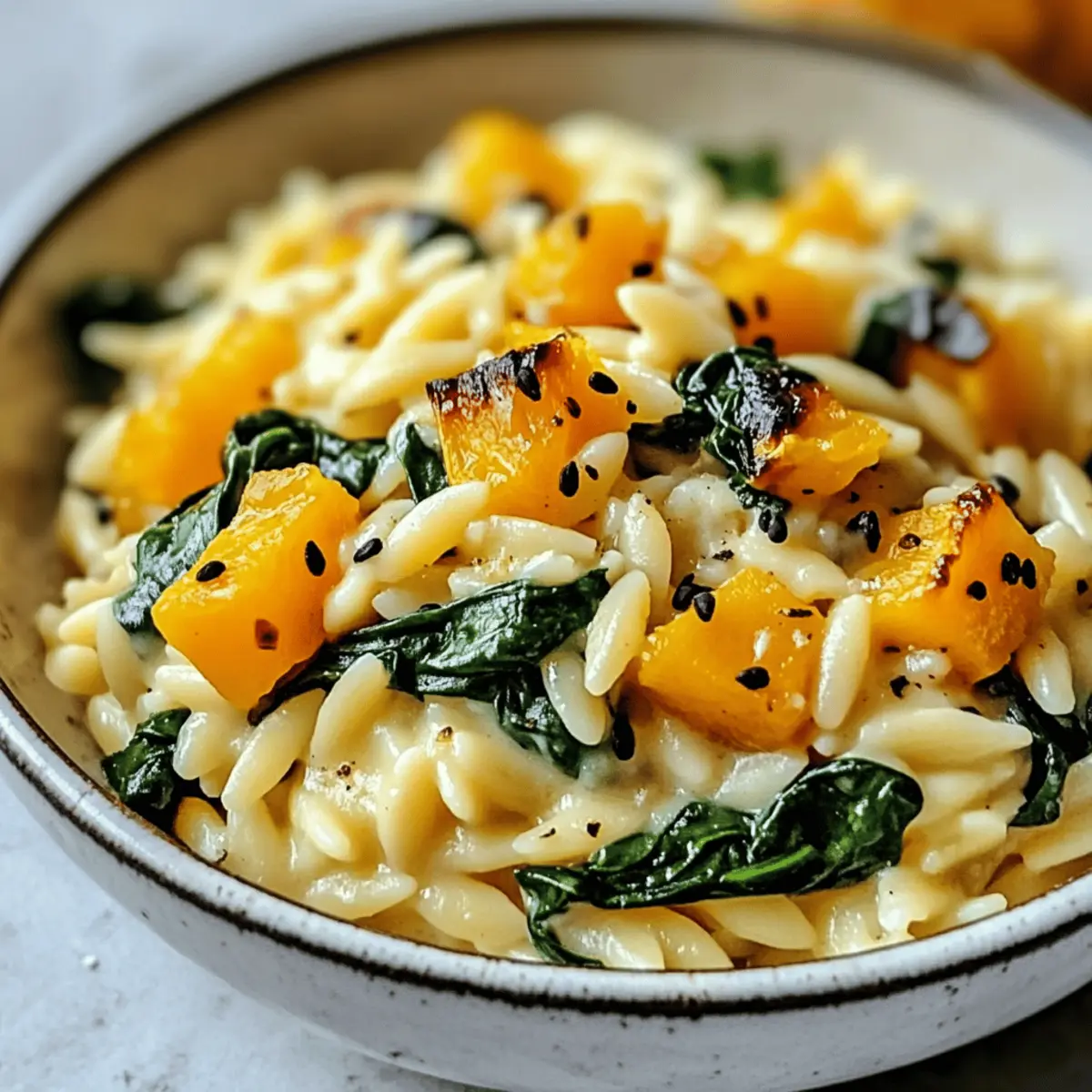 Creamy Orzo with Roasted Butternut Squash and Spinach Bliss