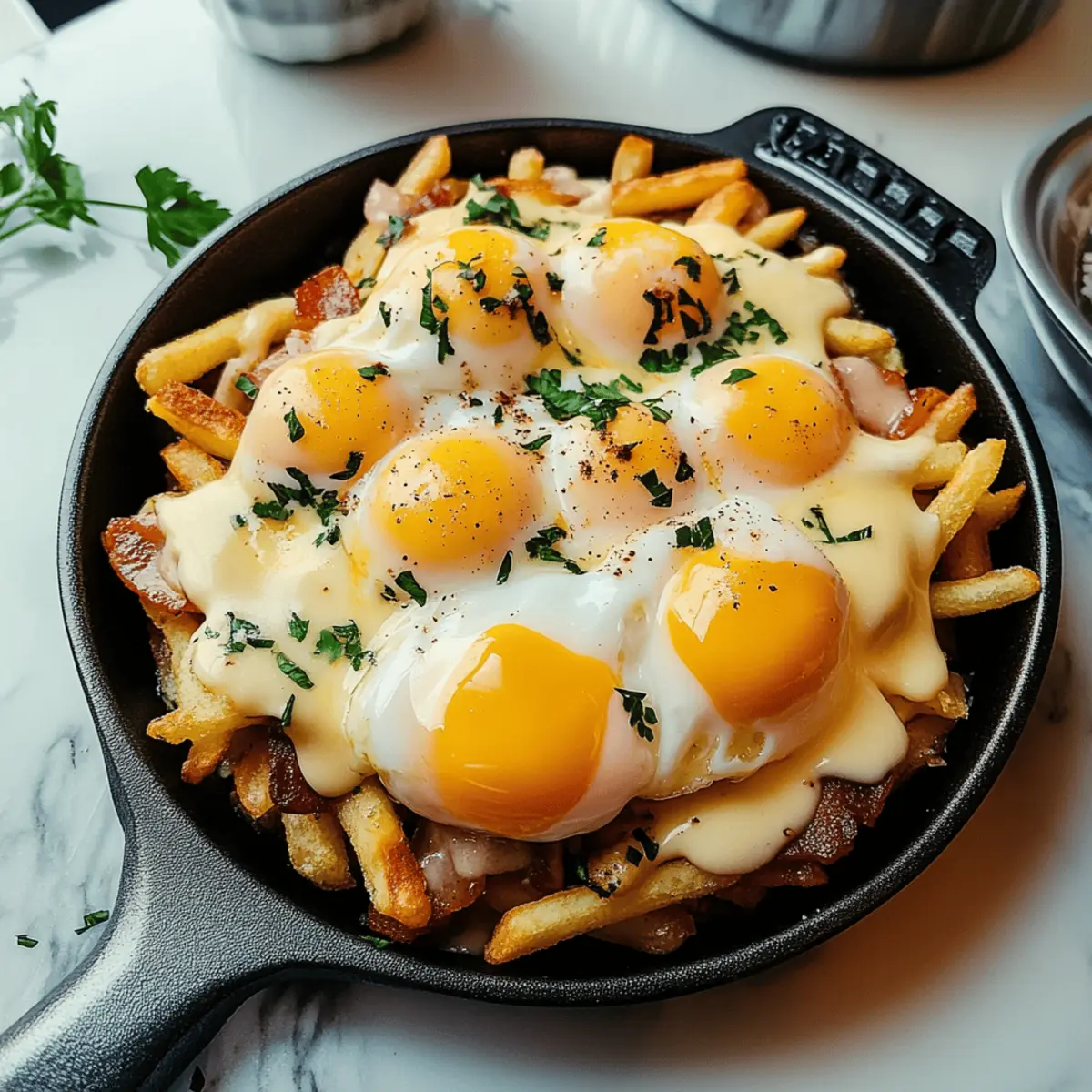 Indulge in Breakfast Poutine with Creamy Hollandaise Sauce