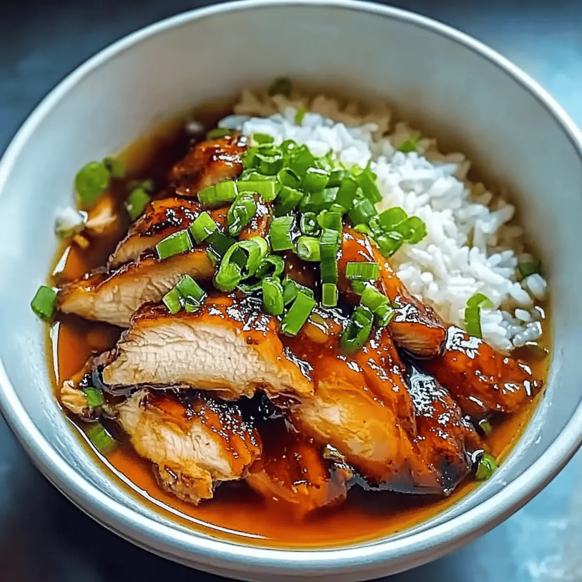 Caramelised Soy Chicken in Garlic Ginger Broth with Rice Bliss