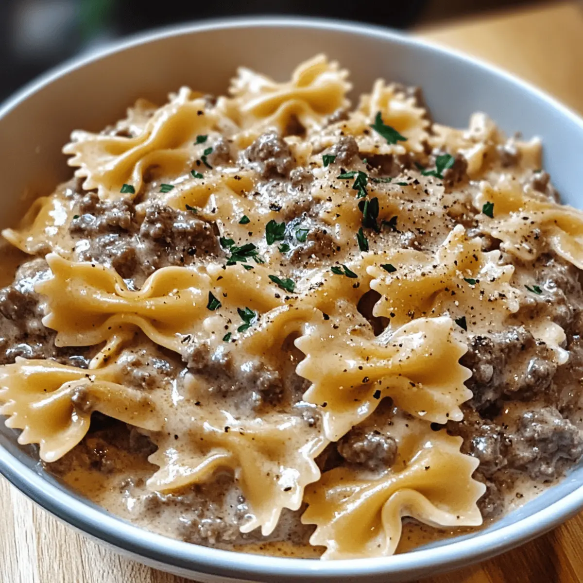 Creamy Parmesan Garlic Beef Bowtie Pasta for Cozy Nights