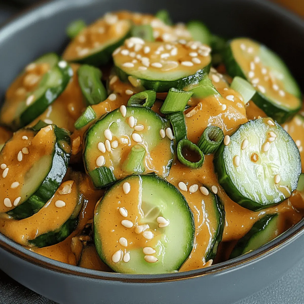 Cucumbers in Spicy Peanut Sauce for a Cool, Crispy Delight