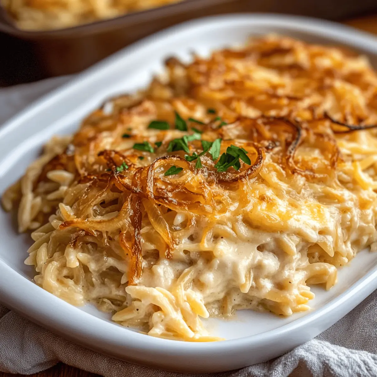 Creamy French Onion Orzo Bake for Cozy Comfort Food Nights