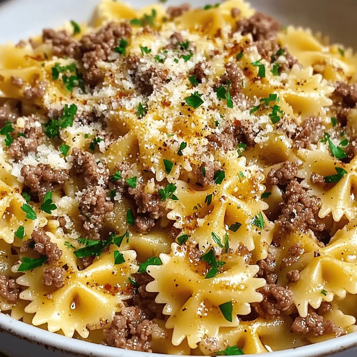 Garlic Butter Bowtie Pasta with Ground Beef: Comfort in Every Bite