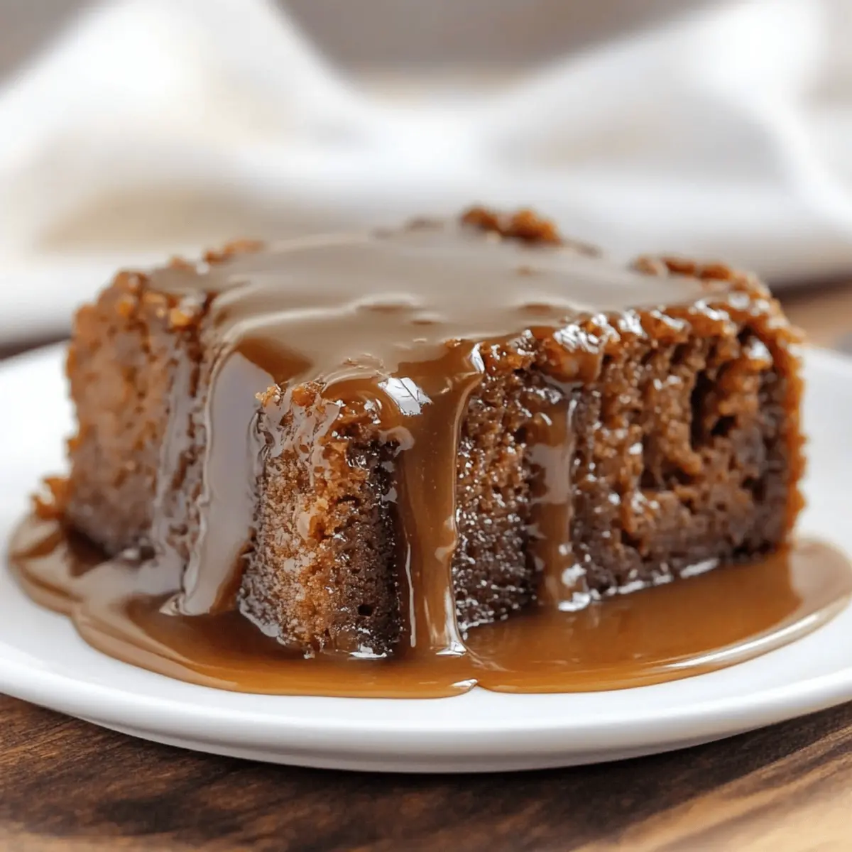 Warm Gingerbread Pudding Cake with Luscious Toffee Sauce