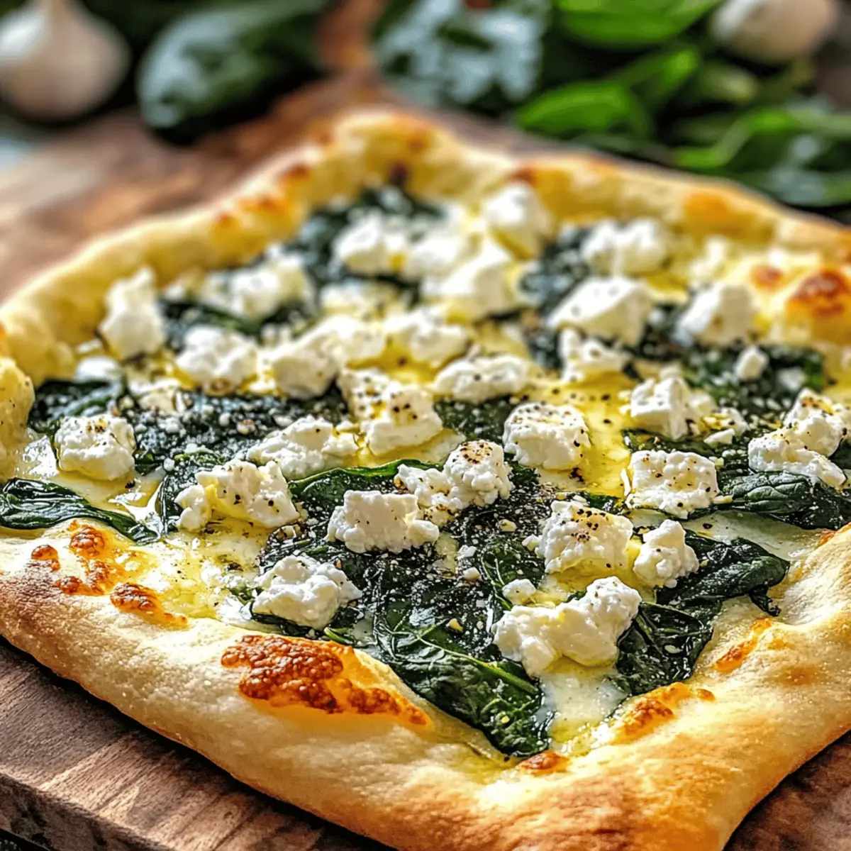 Greek Roasted Garlic Spinach White Pizza for a Cozy Night In