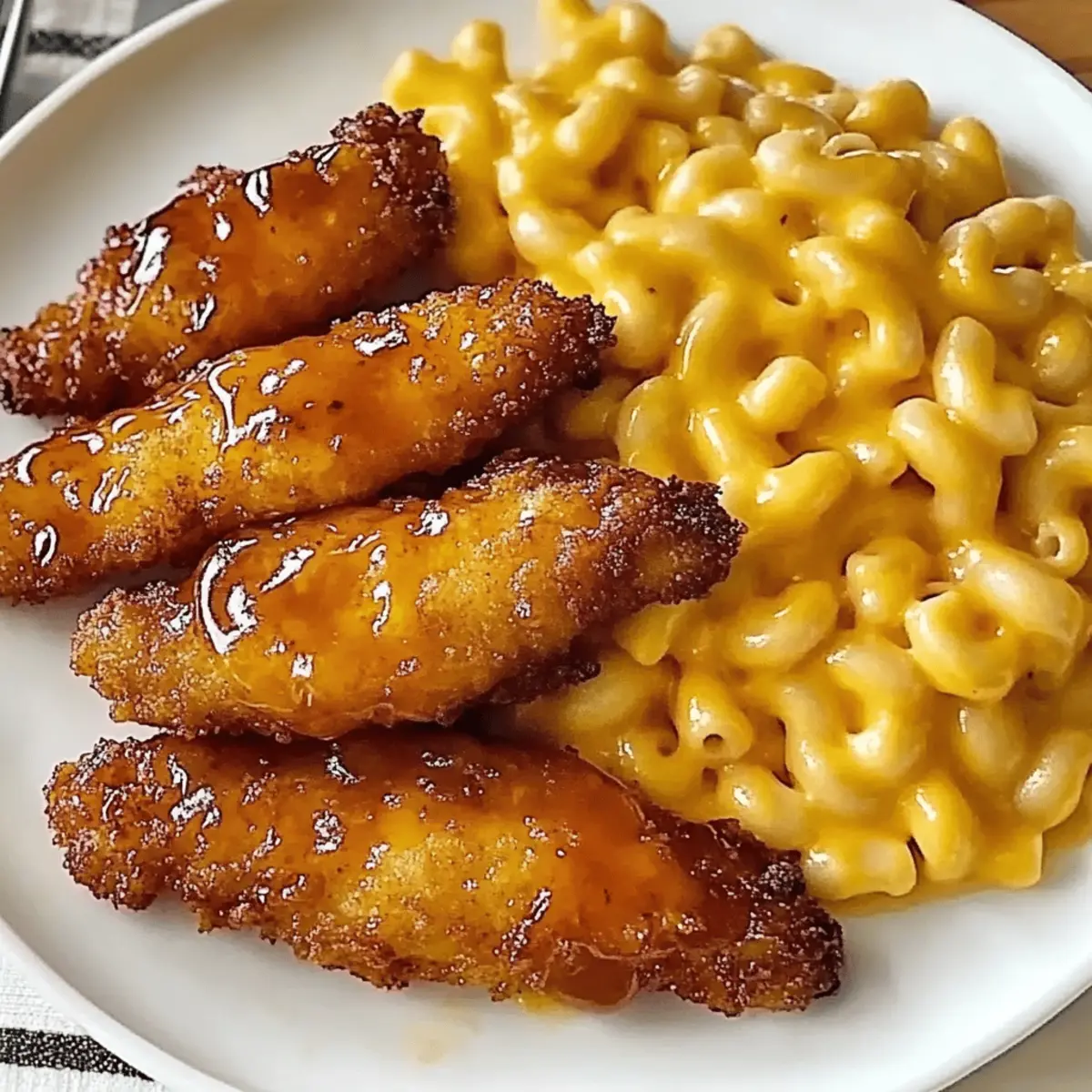 Hot Honey Chicken Tenders with Baked Mac and Cheese Bliss