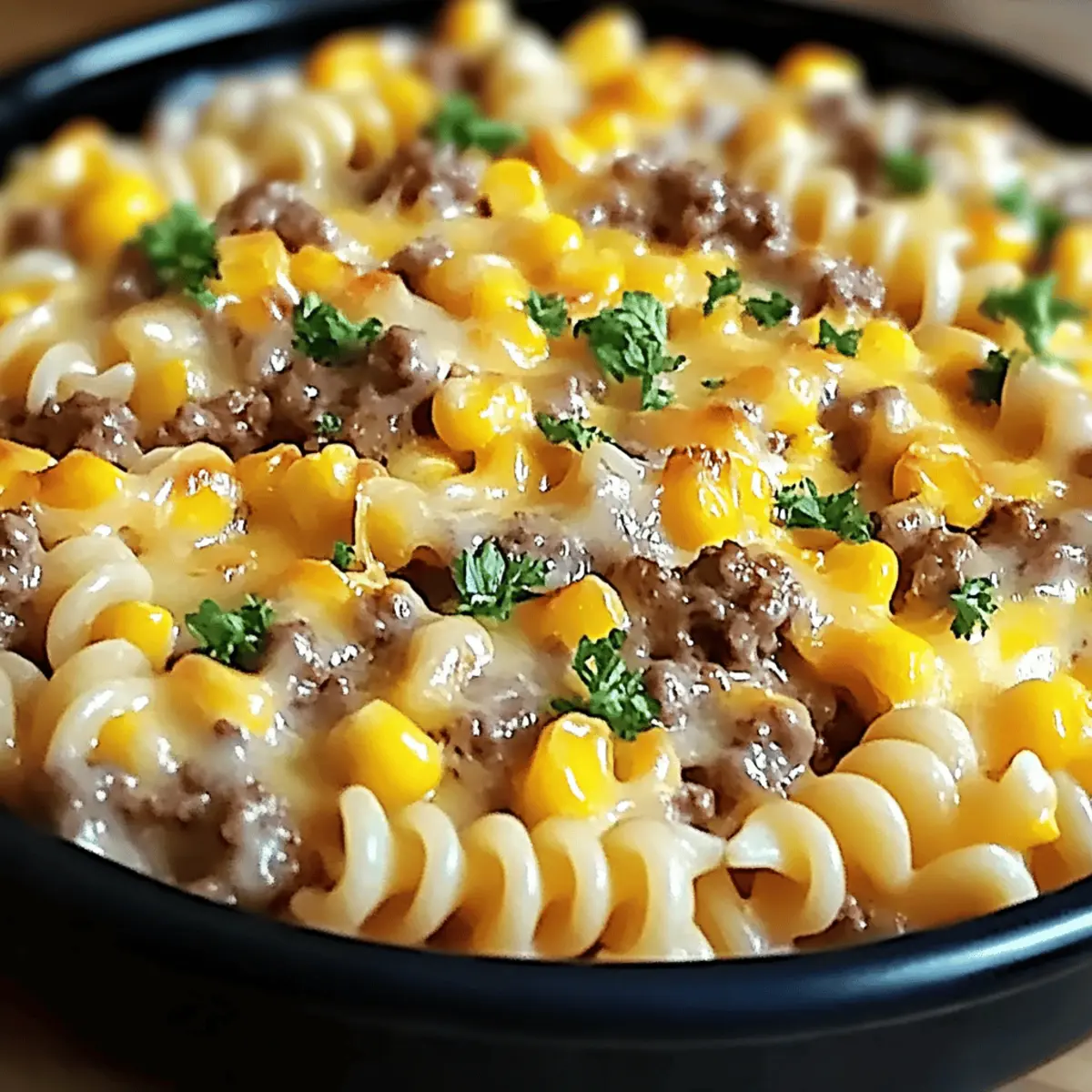 Loaded Cheddar Ranch Beef and Sweet Corn Rotini Bake Bliss