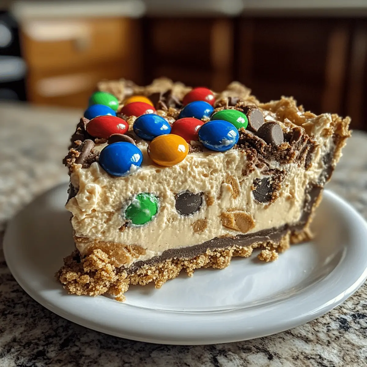 Irresistible Monster Cookie Peanut Butter Cheesecake Pie Delight