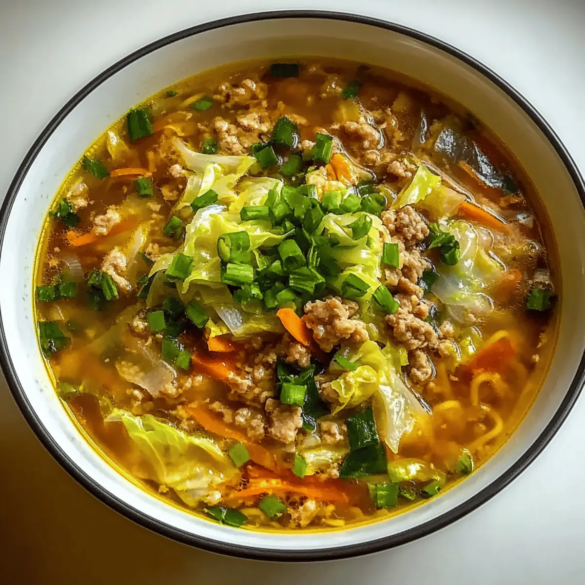 Cozy One-Pot Egg Roll Soup with Green Onions and Ginger