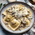 Ravioli with Mushroom Cream Sauce