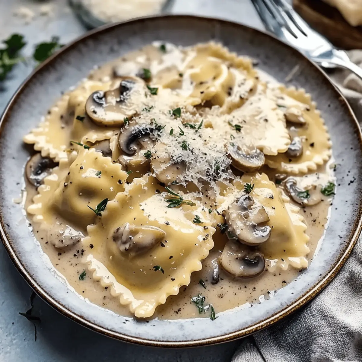 Ravioli with Mushroom Cream Sauce: A Cozy Dinner Delight