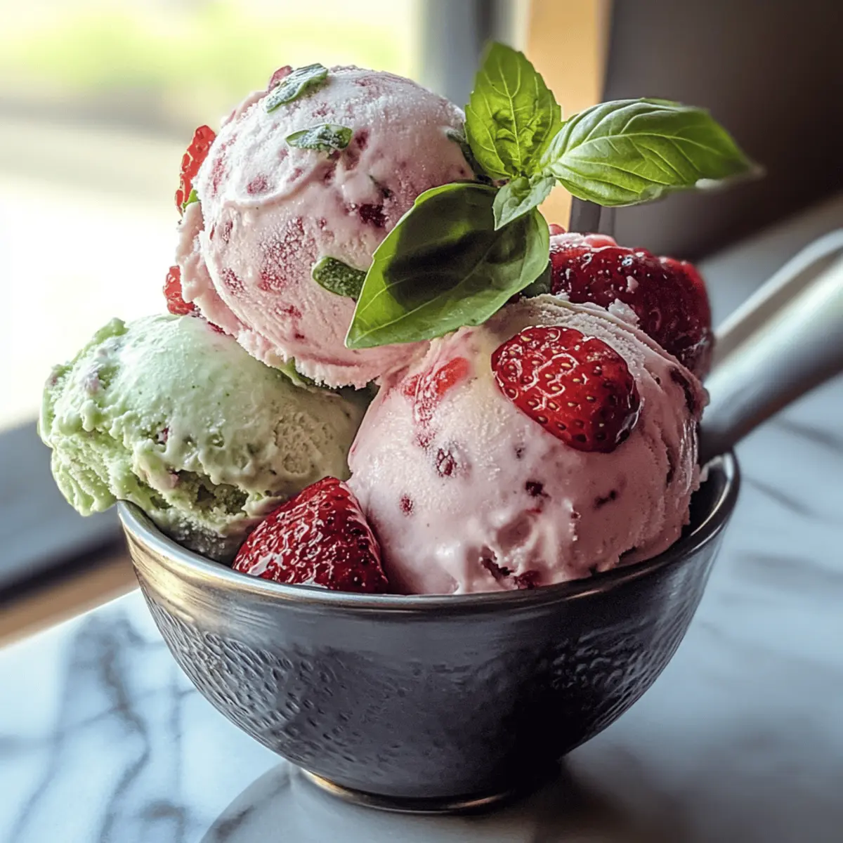 Roasted Strawberries & Lime Basil Ice Cream Blissfully Cool