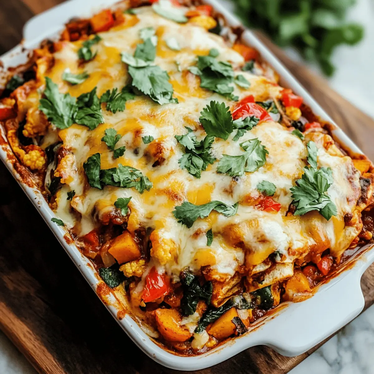 Roasted Veggie Enchilada Casserole for Cozy Nights in