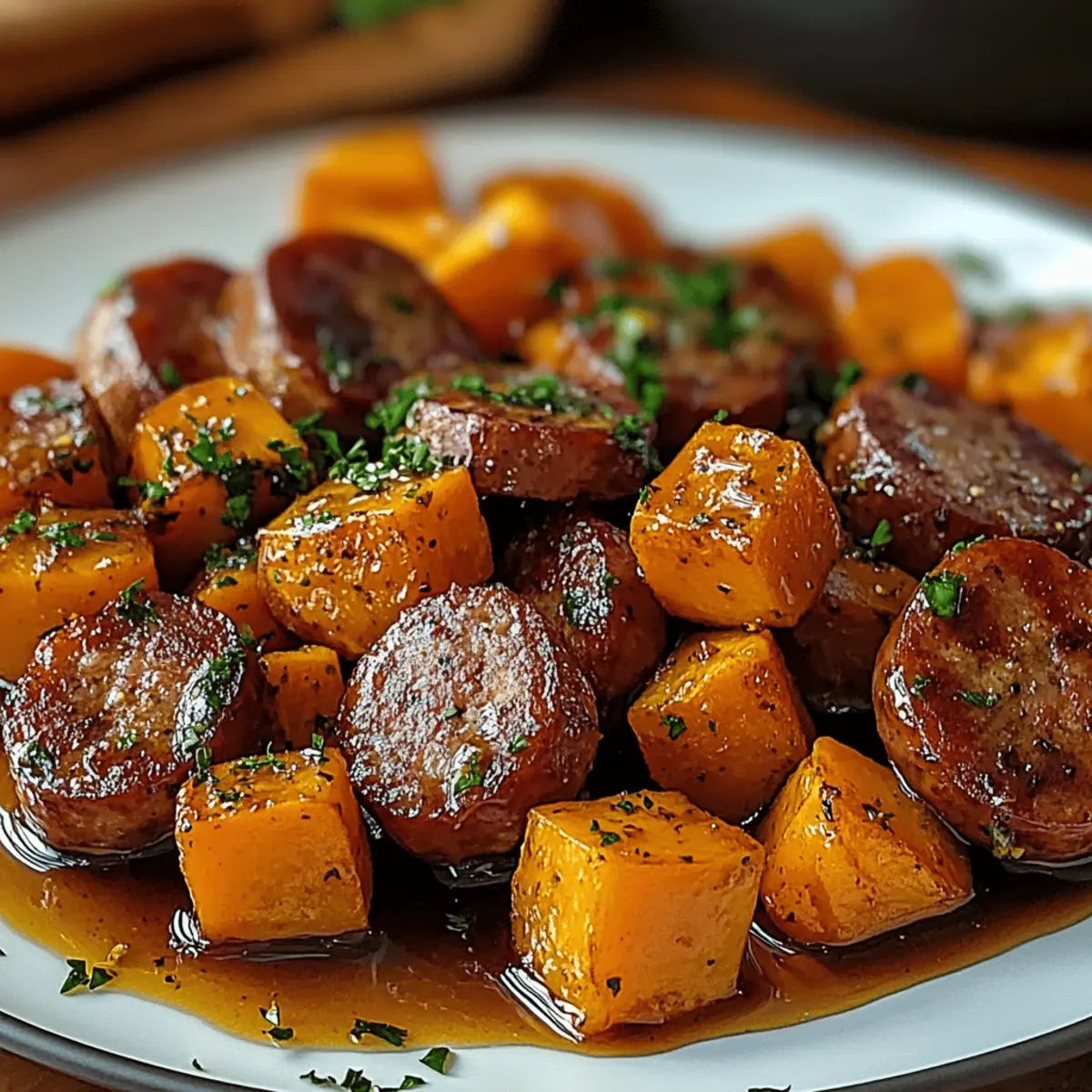 Sausage and Sweet Potatoes with Honey Garlic Sauce Delight