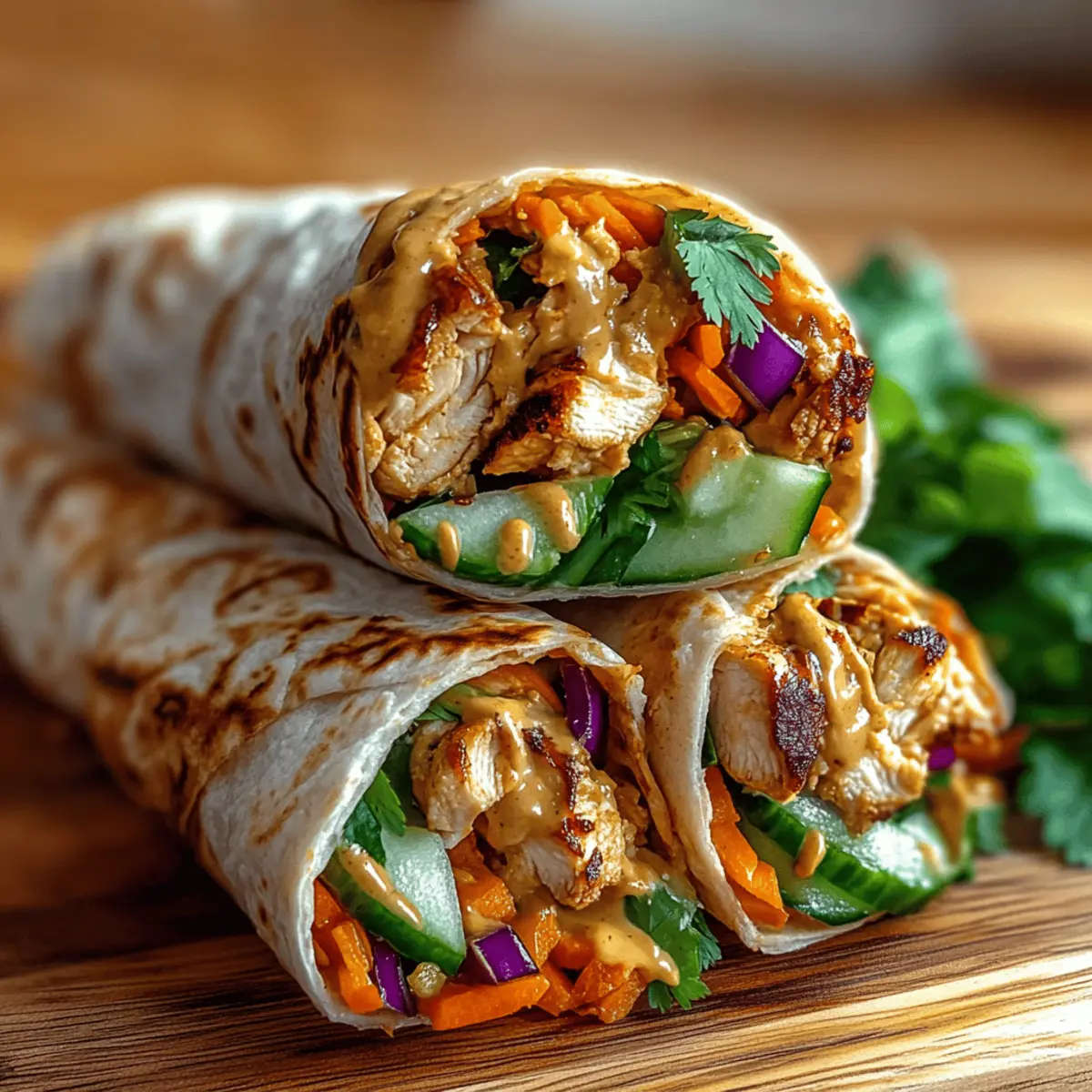 Thai Peanut Chicken Wraps Bursting with Flavor and Crunch
