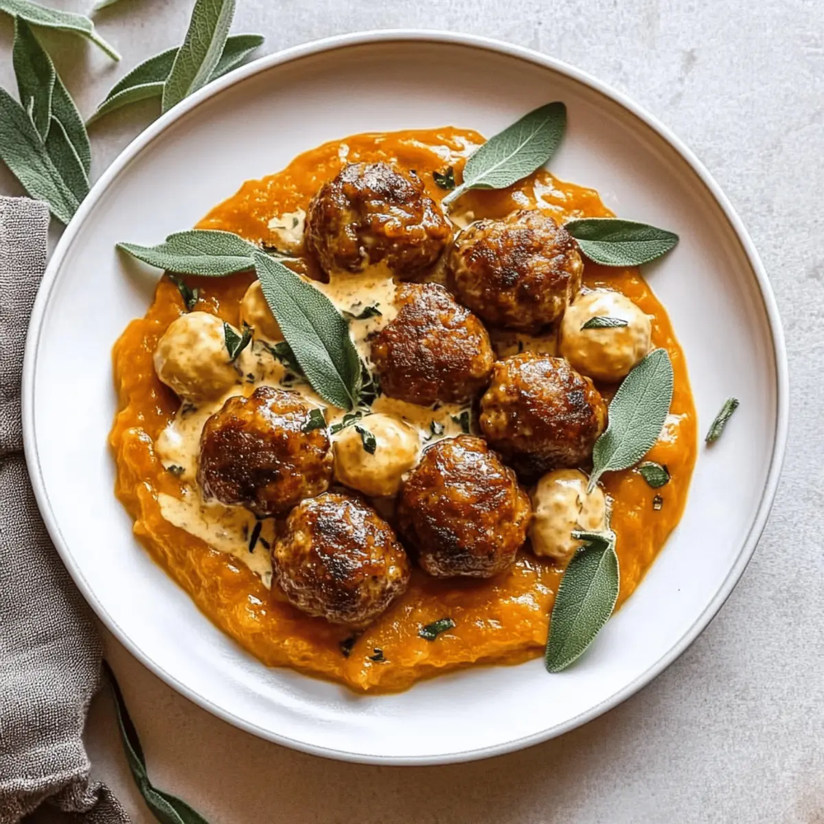 Irresistible Turkey Meatballs in Creamy Pumpkin Sage Sauce