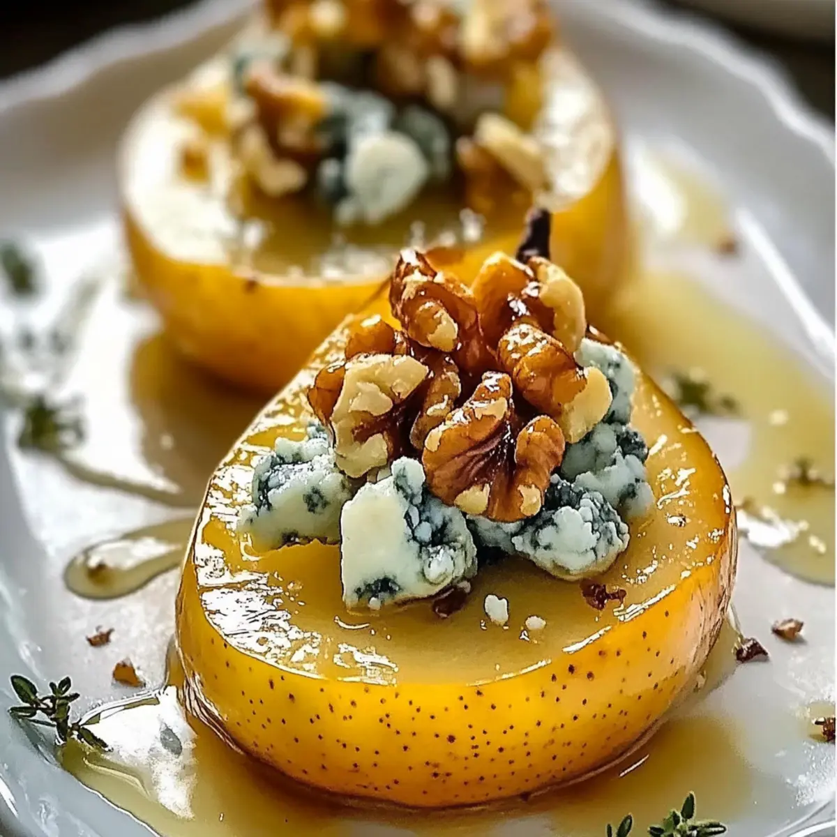 Gourmet Roasted Pears with Blue Cheese, Walnuts and Honey Delight