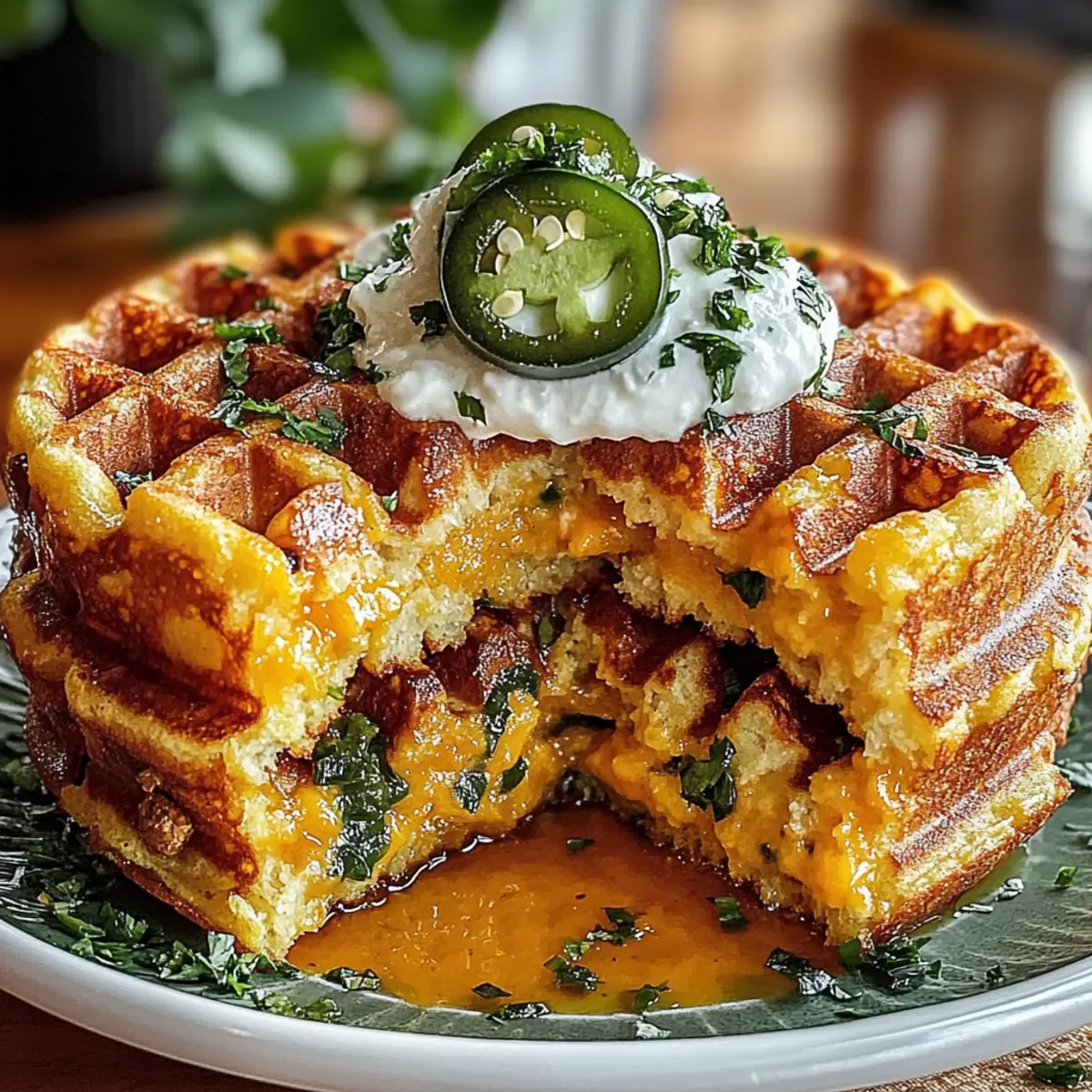Cheddar Jalapeño Cornbread Waffles for Cozy Mornings