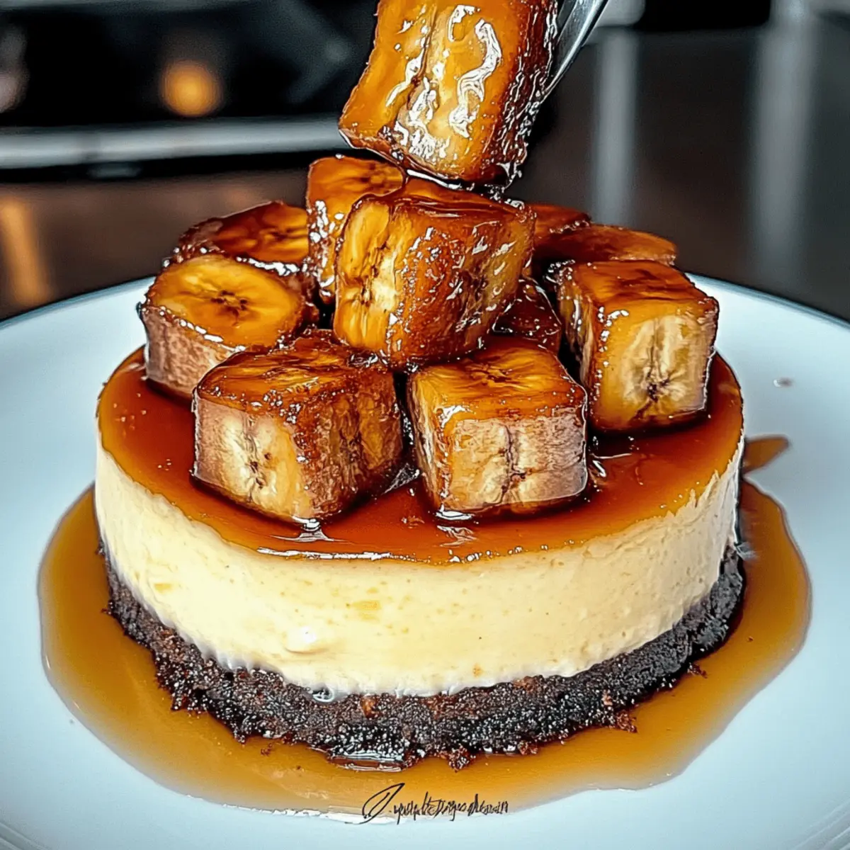 Decadent Caramelized Banana Cheesecake with Rum Glaze Delight